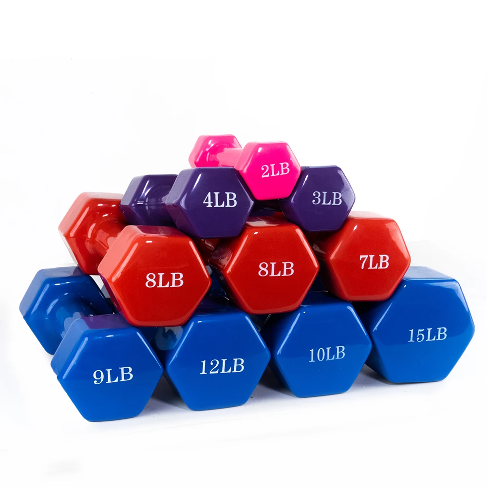 Wholesale Custom pink Neoprene Yoga Dumbbell Hexagon Gym Cast Iron Strength Training Dumbbell lbs Fitness Equipment Weight