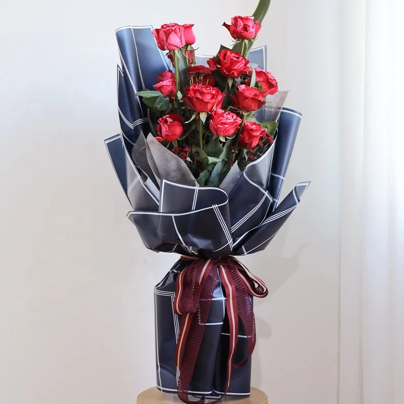 
Wavy Printed Flower Wrapping Korea Wholesale Plastic Waterproof Flower Wrapping Paper 