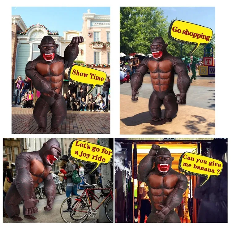 Kingkong надувная Горилла ап лошадь восхождение костюмы для взрослых Хэллоуин Вечеринка Косплей унисекс