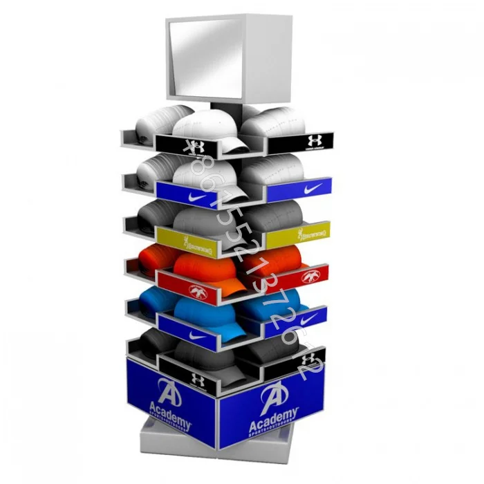 Custom retail sport shop store slatwall Cap baseball Hat disc golf stick club wire metal display rack