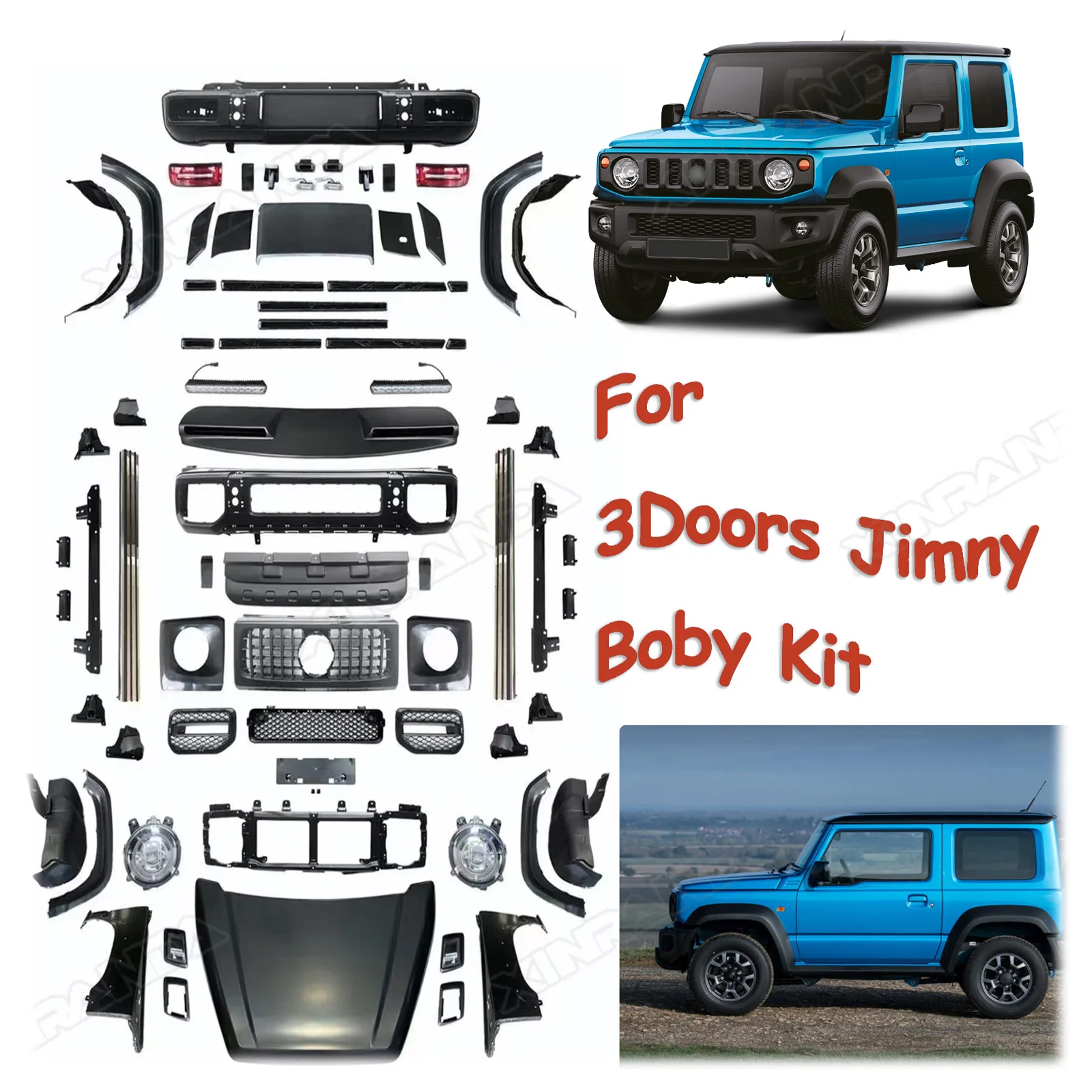 Вся распродажа Jimny 3 двери аксессуары Amg стиль обвес для Suzuki 2020 2021 2023 Jb64W Jb74W