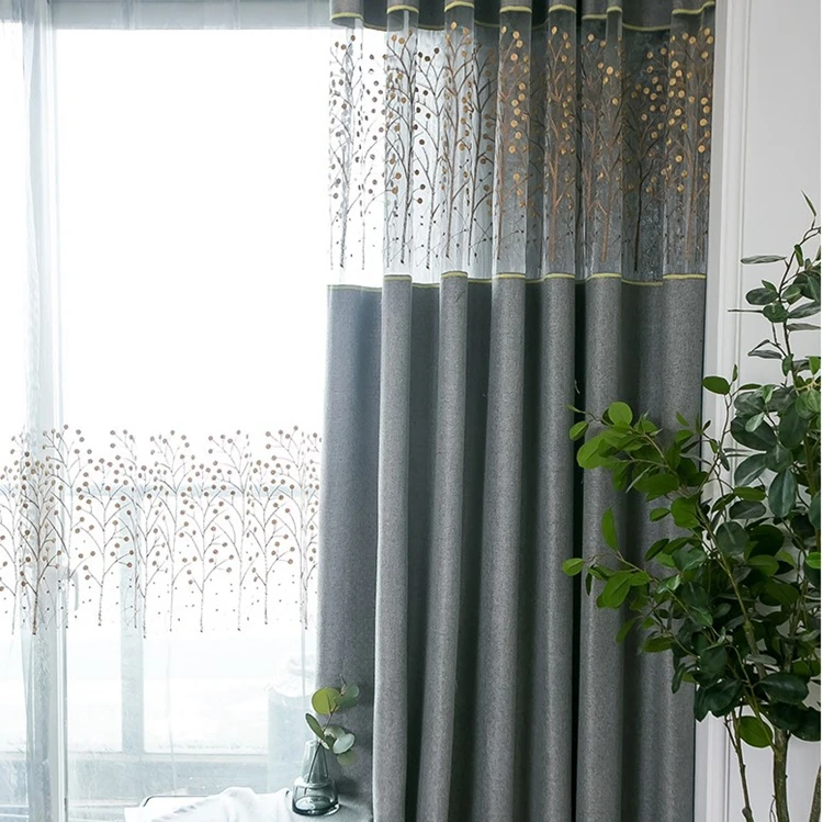 European-Style High-End Luxury Embroidered Curtains, Hollow Living Room Bedroom Gauze Curtain/