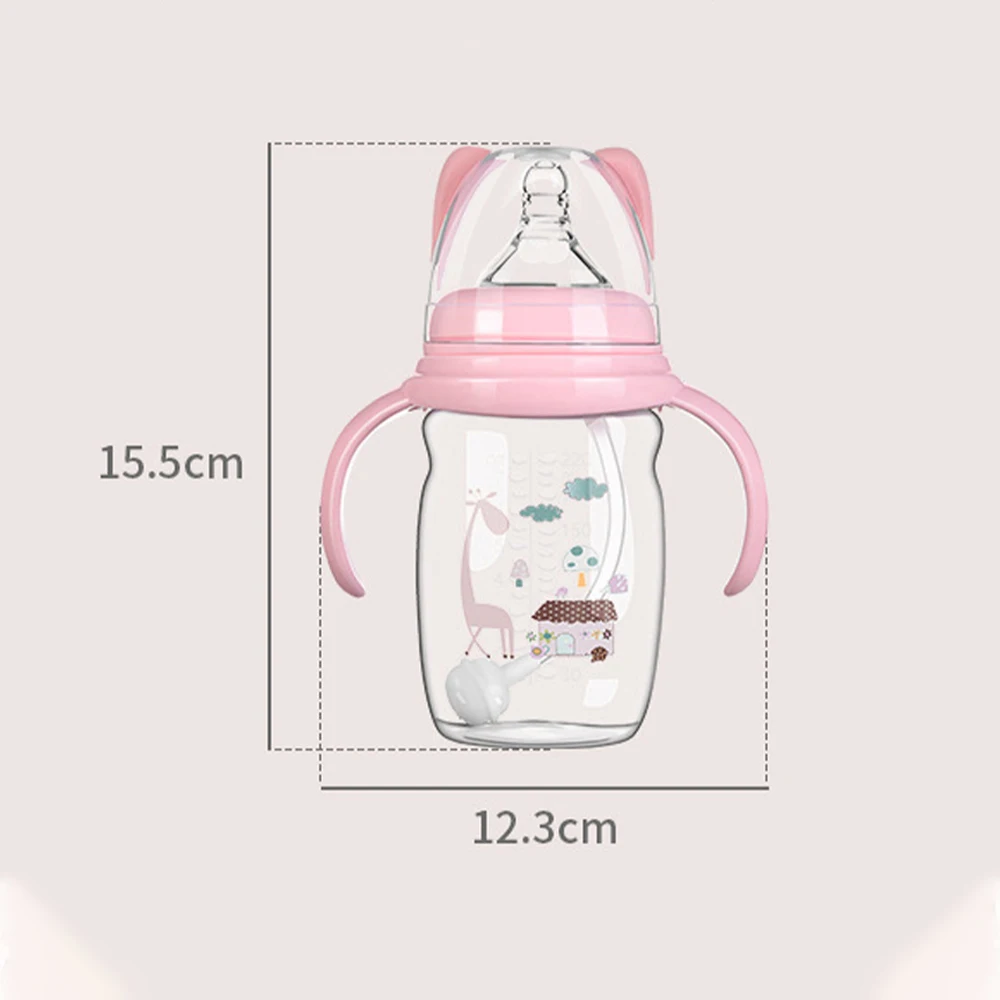 Wholesale BPA Free Plastic Nursing Bottle Handle PP Food Grade Silicone Baby Bottle