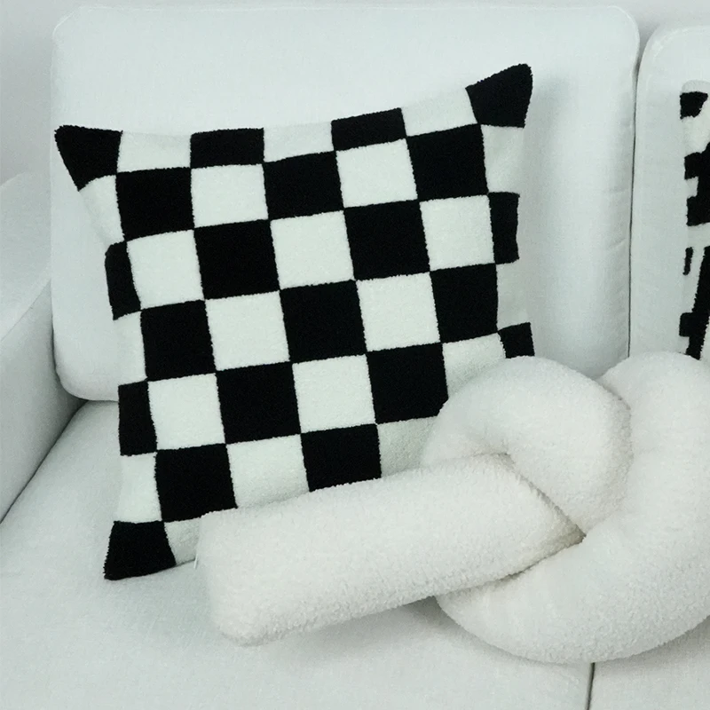 Simple black and white checkerboard pillows home deco square cushion sofa home pillows and decorative cushions