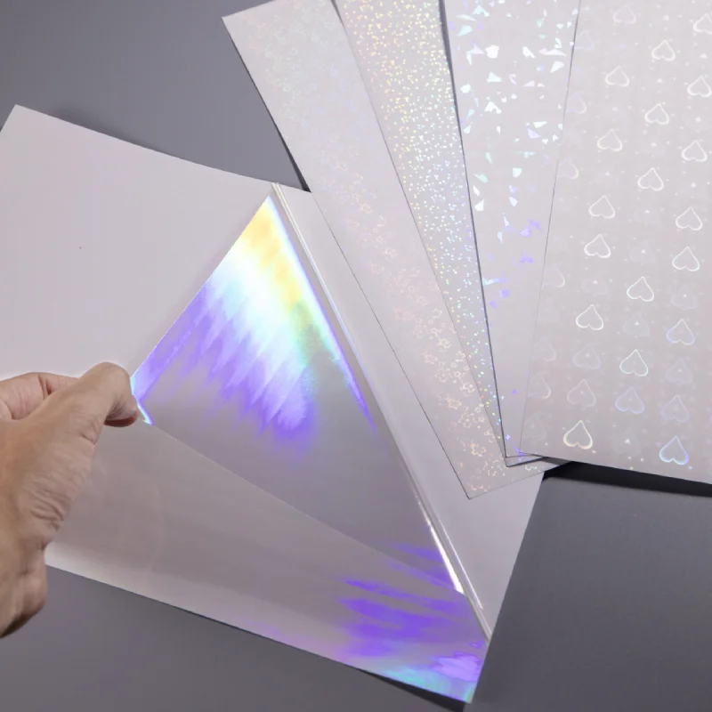 A4 Size Soft Flexography Holographic Clear Vinyl Self-Adhesive Waterproof Rainbow Transparent Overlay Film Cold Laminat