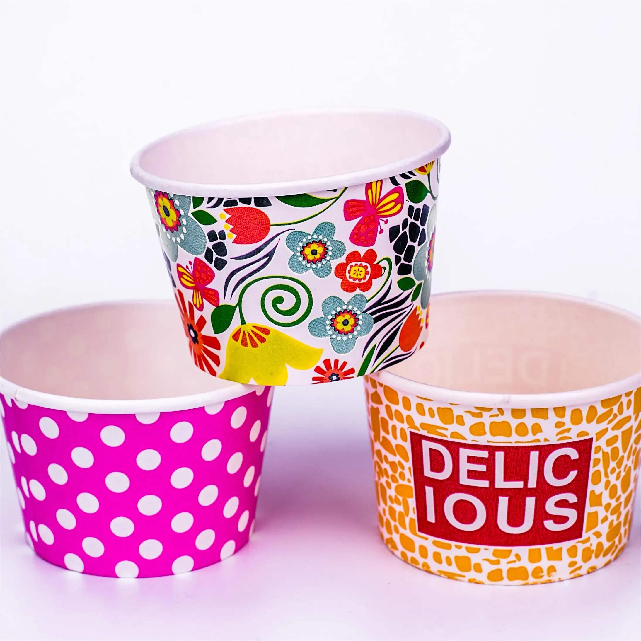 Custom printed 8 oz cold disposable PLA ice paper cup bowl disposable cups for ice cream