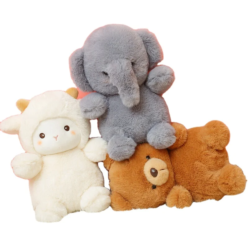 Fluffy Hair Super soft Elephant Lamb Cuddly Plushies Doll Stuffed Animals Long Plush Brown Bear Chick Baby Appease Doll toys Kid