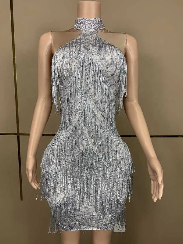 Women Summer Sexy Open Back Roaring V-Neck Great Gatsby Costume Evening Party Mini Dress Fringed Embellished dresses