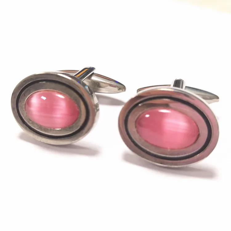 Factory Wholesale Quality Jewelry Pink Stone Cufflinks for sale