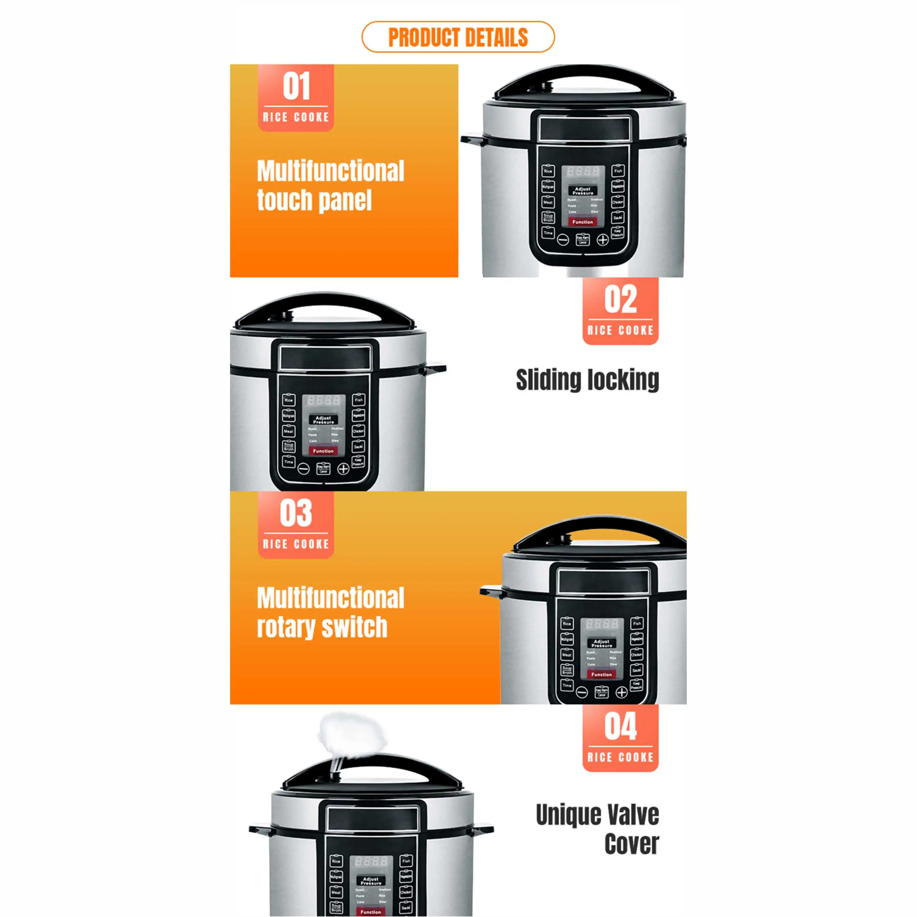 6l Large Capacity Automatic Soup Cooker Non Stick Instapot Electronic Presser Multifunction Rice Pot Electric Pressure Cookers
