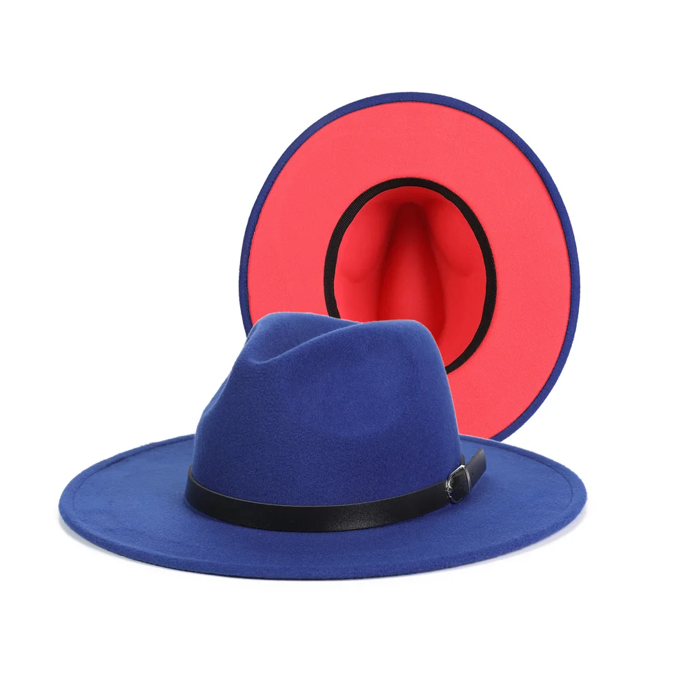 wool felt men Women Material Two Tone adult Fedora hat wide brim custom Party