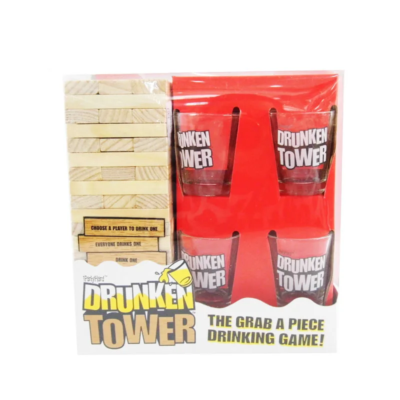 Toppling Tumble Tower Blocks Game Drinking Game Shot Glasses  Drunken Tower Games Set