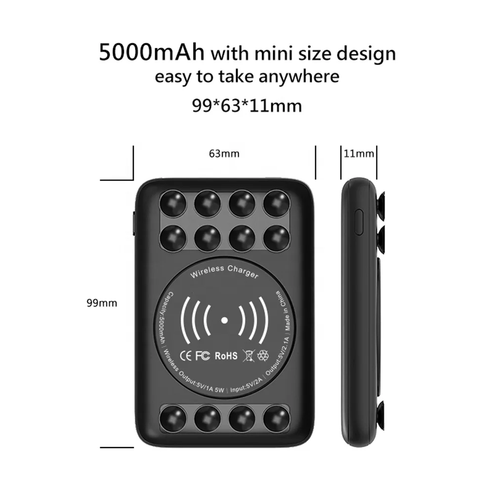 New Mobile Phone Accessories Black White 5000mAh Portable Wireless Charger Power Bank