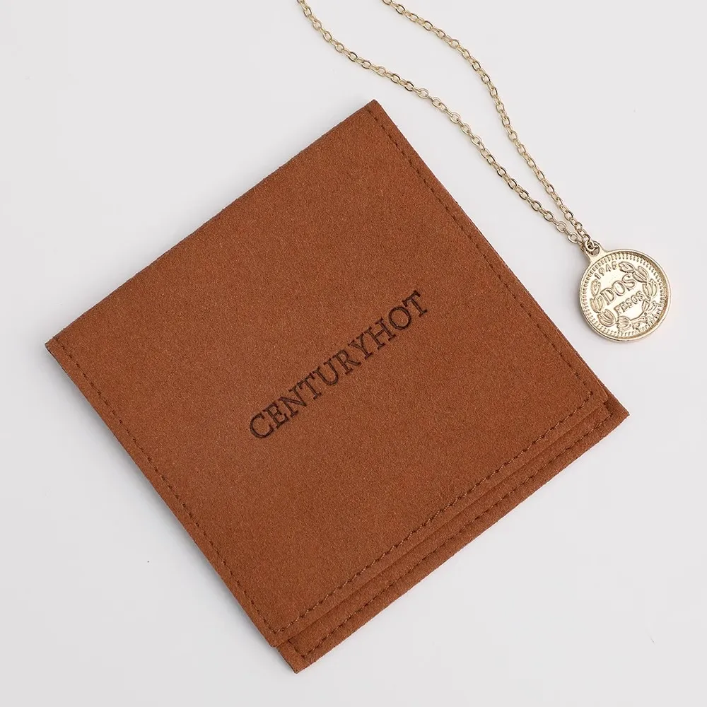 Customized brown flip wallet clip card bag gift pouch