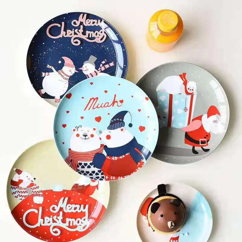Customized four Sections Round Melamine Kids Plates Custom Melamine Round Dinner Plates