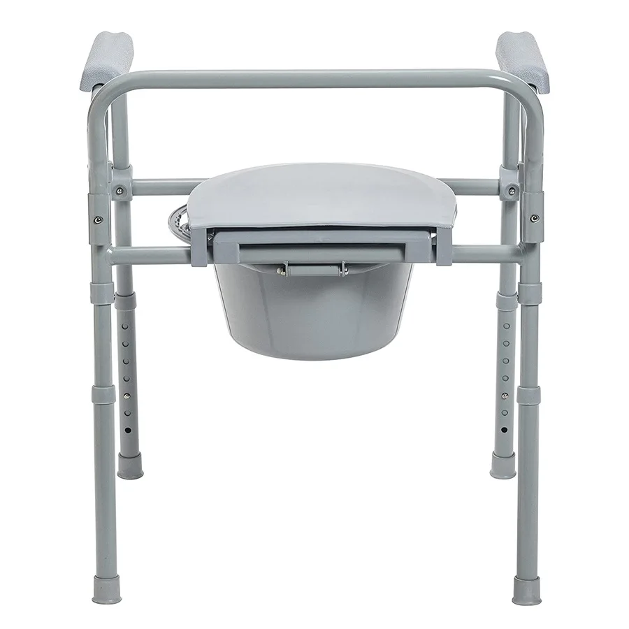 New 3 in 1 Bedside Foldable Commode Chair Portable Toilet Seat for Elderly