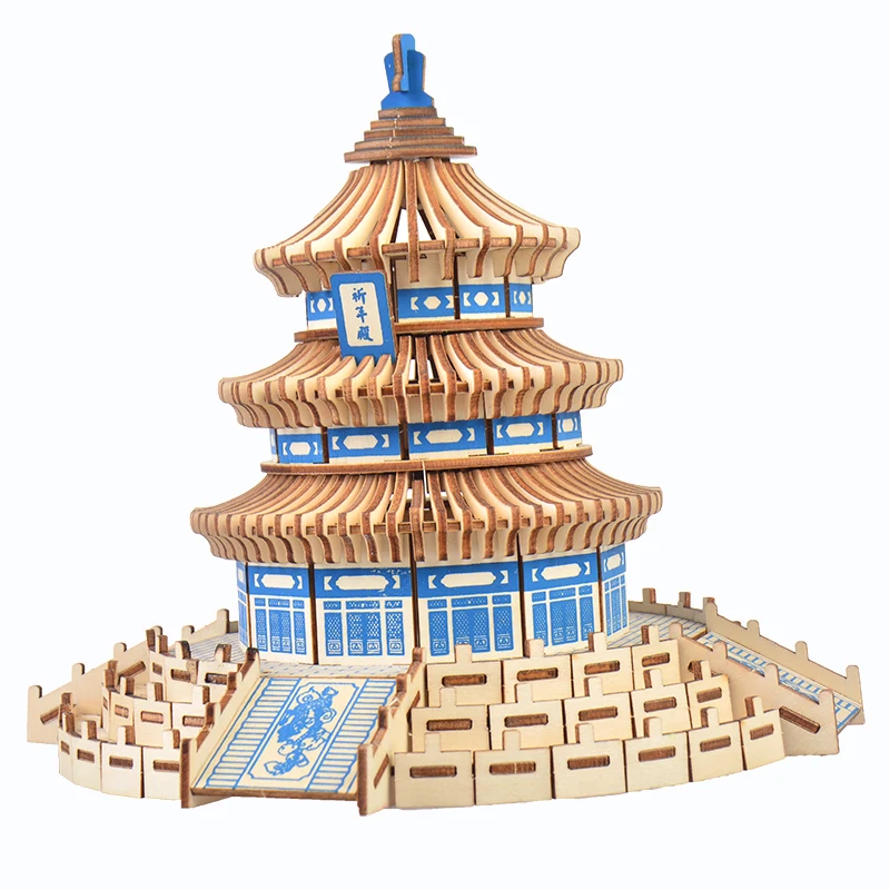 High Quality Wholesale Beijing Temple  Heaven Model Wooden Puzzle Diy Jigsaw Puzzle