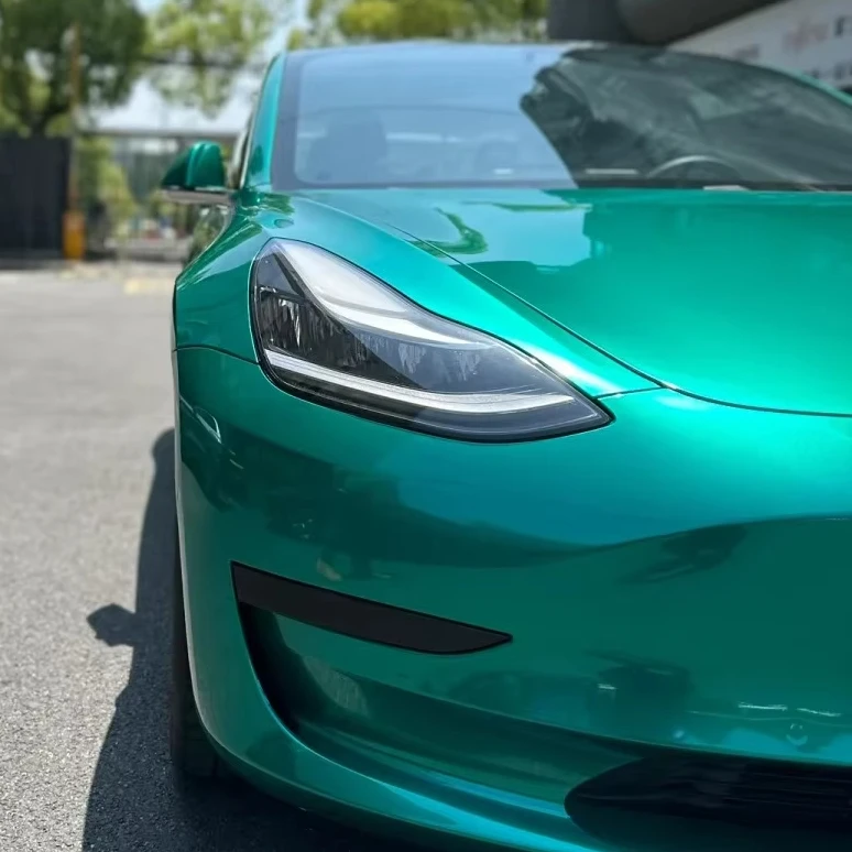 PET Wrap Air Bubble Metal Paint Emerald Green Sticker Auto Body Car Wrap Vinyl Roll Color Change Car Wrap Vinyl Film