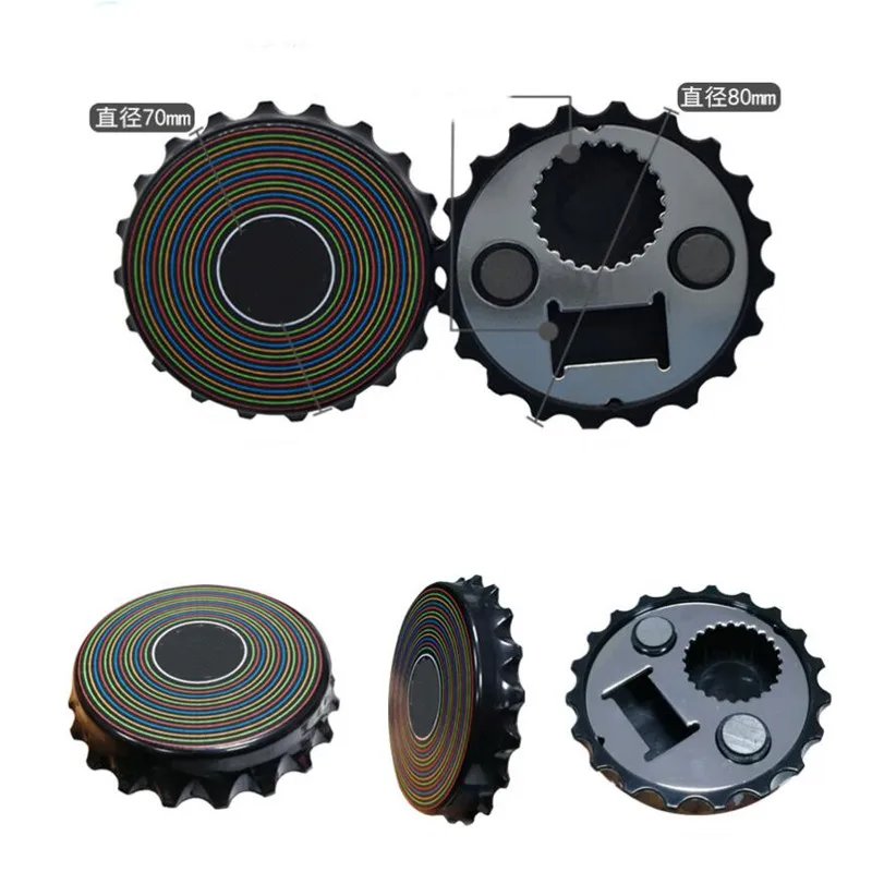 HXY custom logo stainless steel plastic twist cap bottle opener screw lid bottle cap shape round magnetic bottle opener for gift