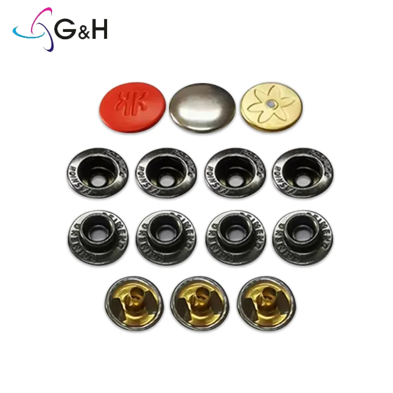 custom logo custom buttons logo brand metal snap button spring snap buttons
