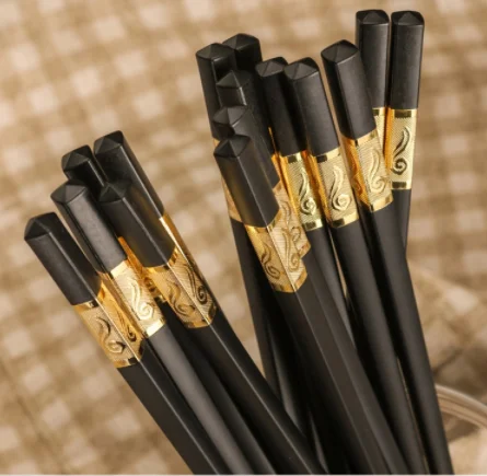 Custom logo black chinese alloy plastic wedding chopsticks wholesale metal reusable sushi packaging chopsticks gift