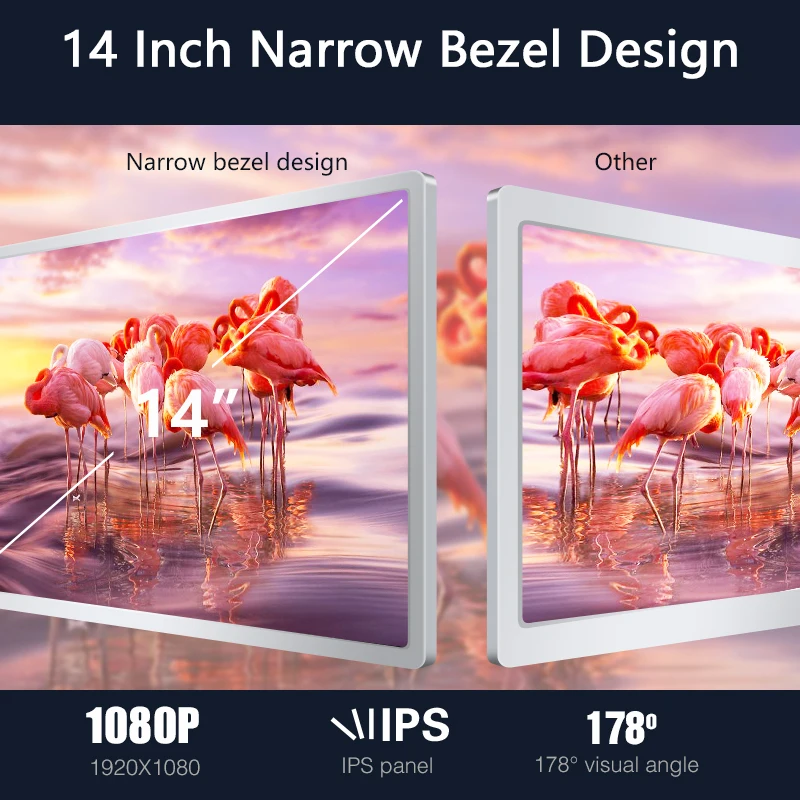 2023 New design 14inch Large Space Full HD 1080P Double Monitor IPS Triple Laptop Screen Laptop Extender