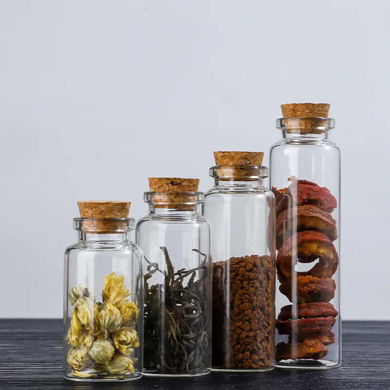 Clear mini 10ml 15ml 20ml 25ml 30ml 40ml 50ml 55ml 70ml small glass bottle with cork test tube vial glass bottle with cork