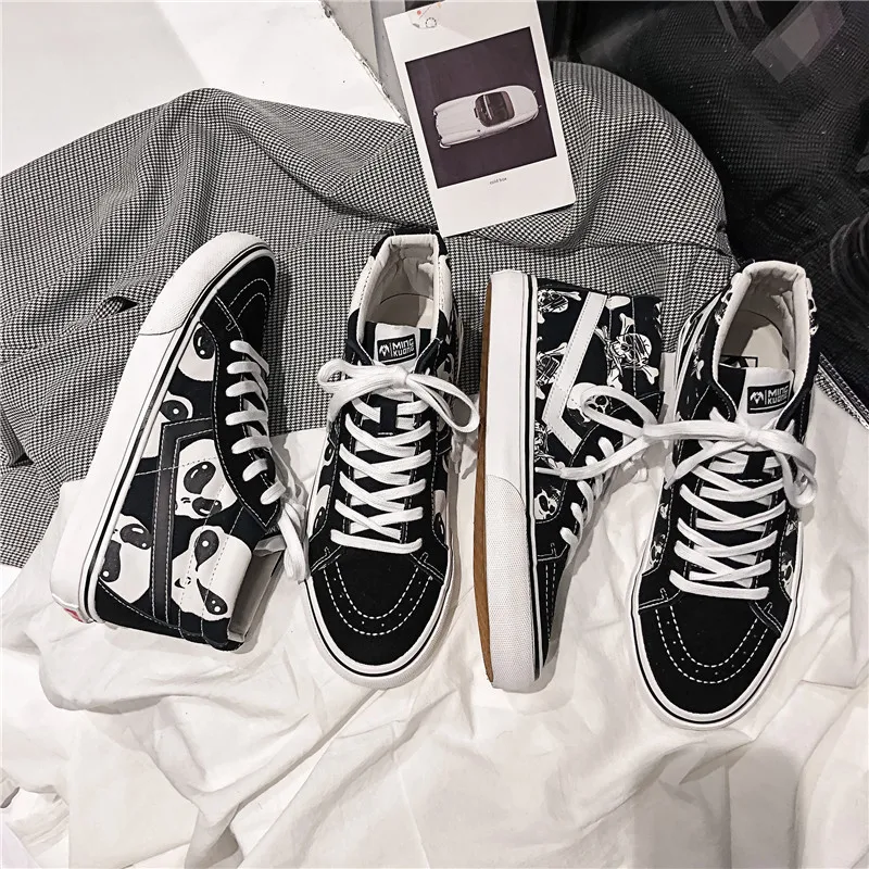 
New Model Low Price Men Lace-up White Canvas Shoes Wholesale Cheap Custom Logo Luminous High Top Canvas Flat Casual Shoes 