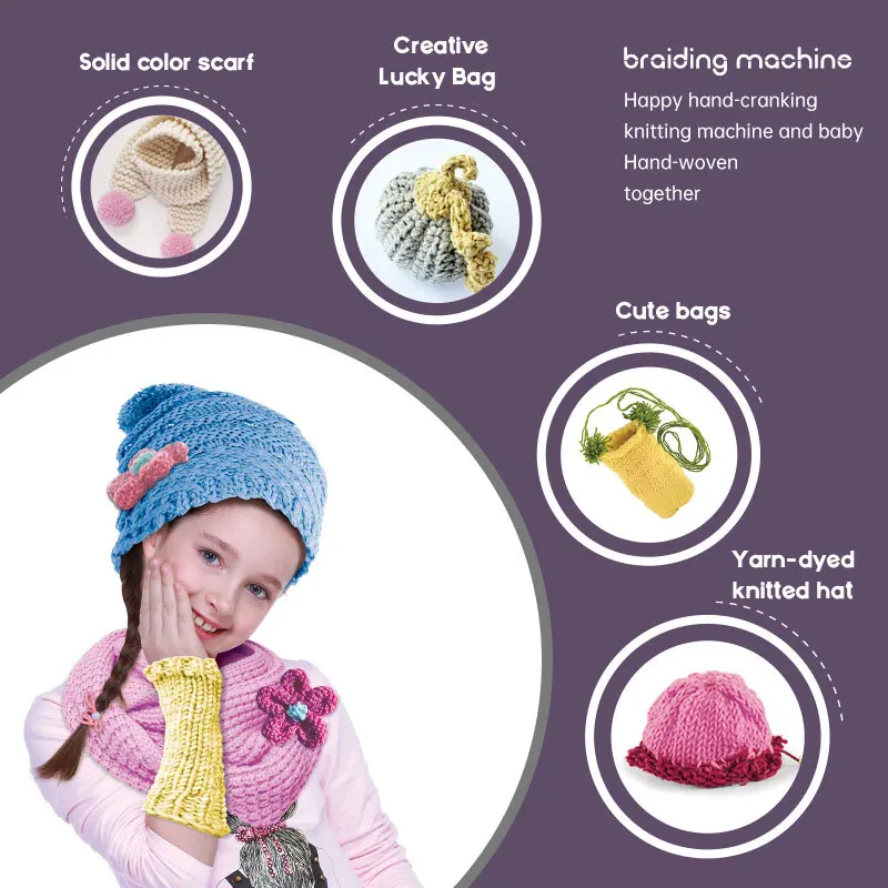JH Hot  DIY Wool Knitter Knitting Machine Kids Gifts Dress Up Fashion Sewing Toys