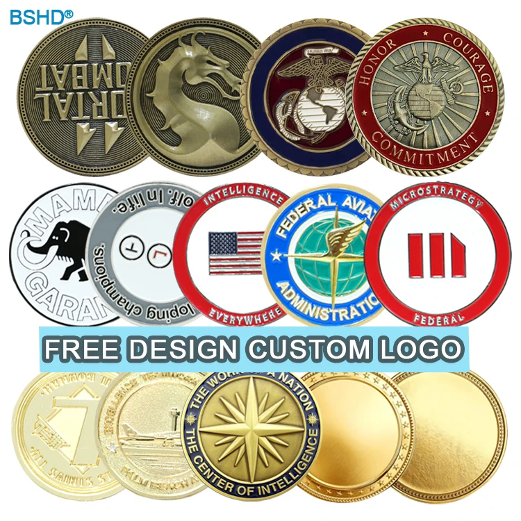 Custom 2d 3d Brass Antique Collections Gold Silver Bronze Plated 30/35mm 40/45/70mm Double Side Metal Souvenir Challenge Coin