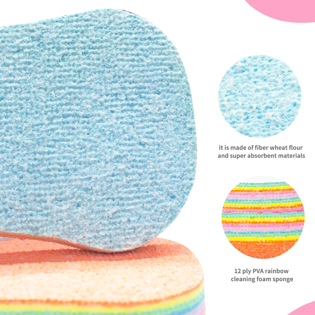 Spifit PVA Microfiber Sponge Terry Cloth Car Cleaning Sponge for Household Kitchen