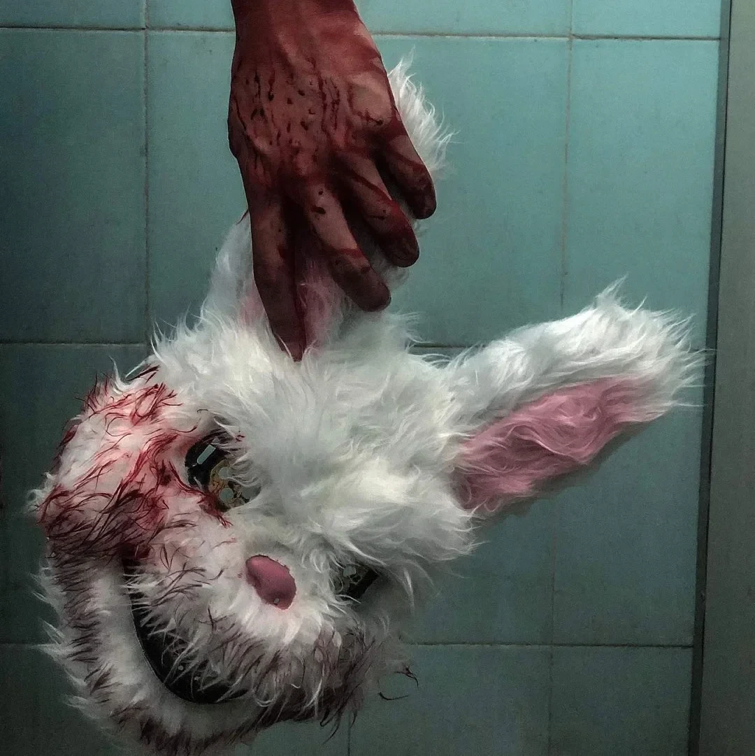 Bloody Plush Bunny Mask Halloween Carnival Party Realistic Bloody Bear Headgear Ghost House Performance Prop Horror Rabbit Masks