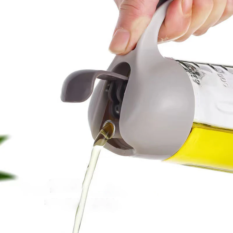 Creative Glass Oil Dispenser with Automatic Opening/Closing Lid for Home Use, Leak-Proof Spout and Innovative Handle Design