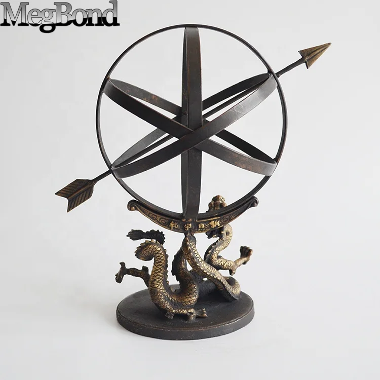 Cast iron Chinese dragon decorations bronze sphere decor,  metal Armillary sphere with  dragon design