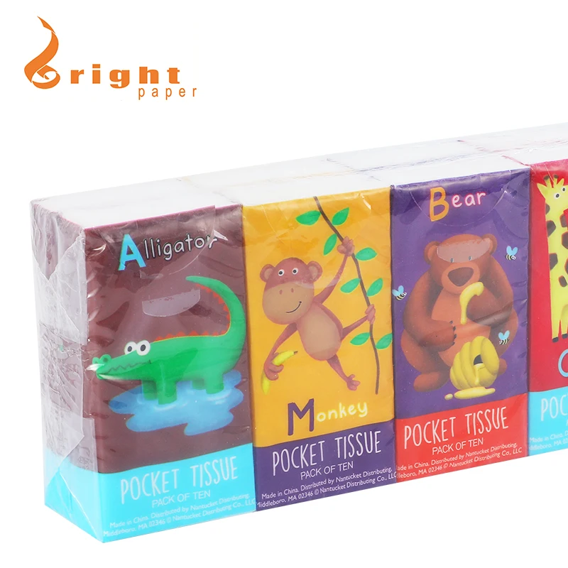 New Customized 3-layer Pocket Paper Towels Each Package of 10 Log Pulp Handkerchiefs