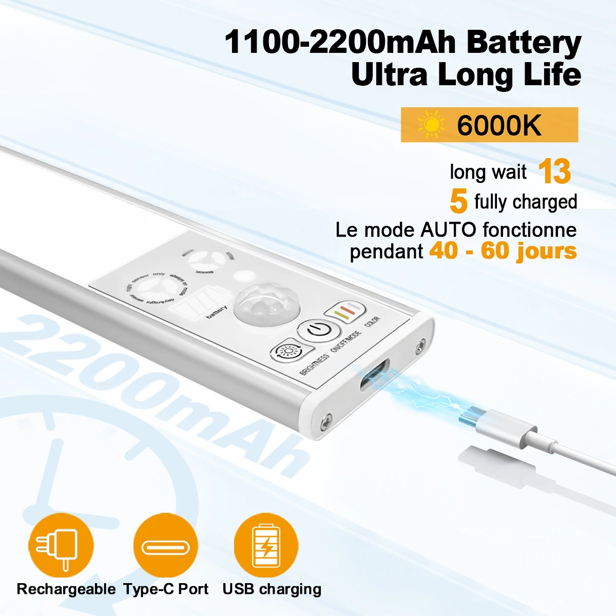 Human body sensor light three-color cabinet light corridor night lamp sensor light can be adjusted for kitchen wardrobe