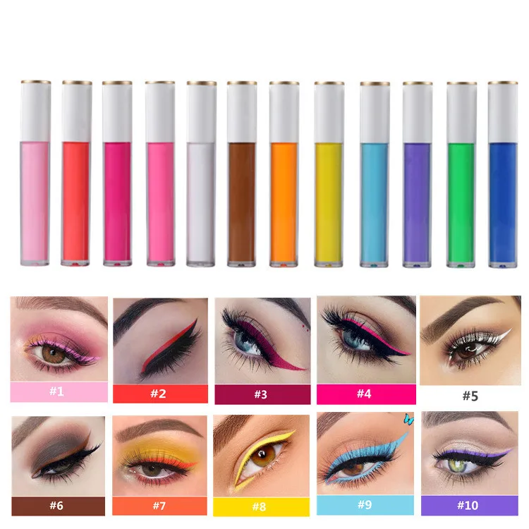 Waterproof sweat proof no smudging quick dry multicolor eyeliner private label