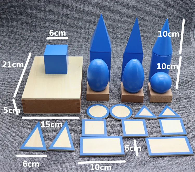 Preschool Learning Toys Geometric Solids Wooden Montessori Toys Math Games Toys Blocks Elementary Home school Supplies