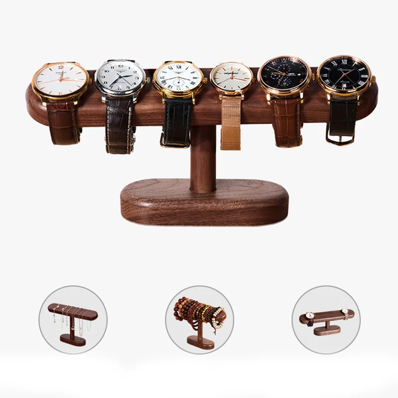 Wood Jewelry Watch Bracelet Display Stand with Pine Wood Base and Leather Pillow for Jewelry Store