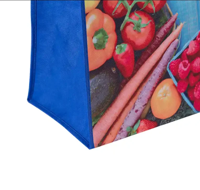 Custom Eco Vegetable And Fruit Shopping Supermarket Can Reuse Blue Hand-Held Wenzhou Non-Woven Fabric Bag