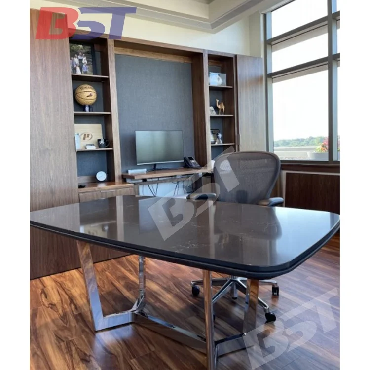 Custom size artificial stone office furniture 6 -8 person conference table