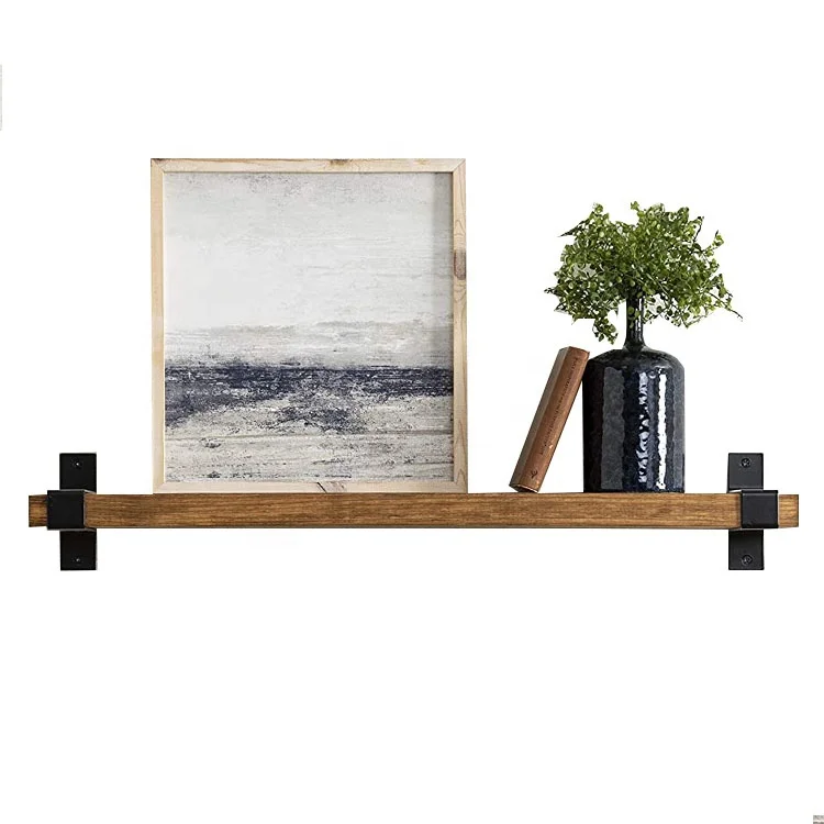 Home Office Wholesale Rustic Wood Wall Mounted Floating Shelves Storage for Dorm
