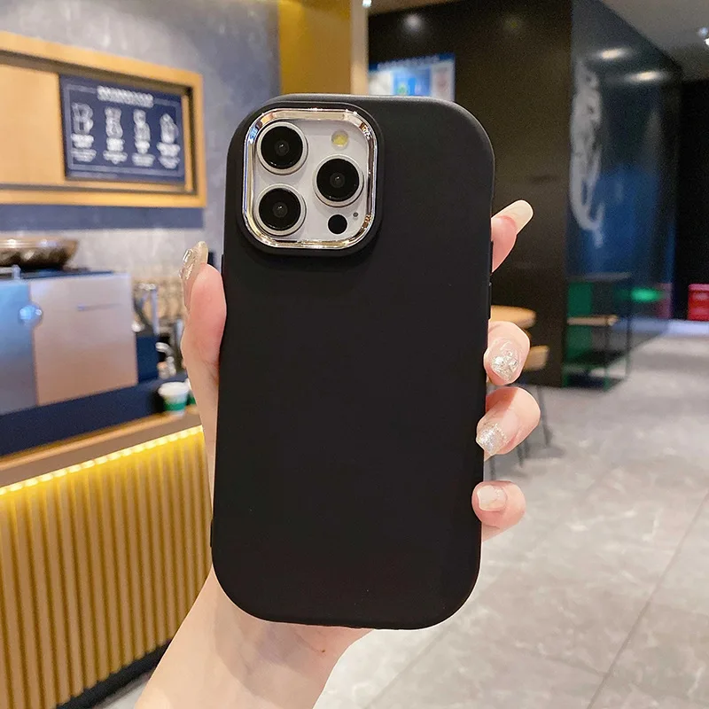 Shockproof Silicone Back Metal Lens Phone Case for iPhone 16 Pro Max With Metal Lens Protector for iphone 16 plus 16 pro