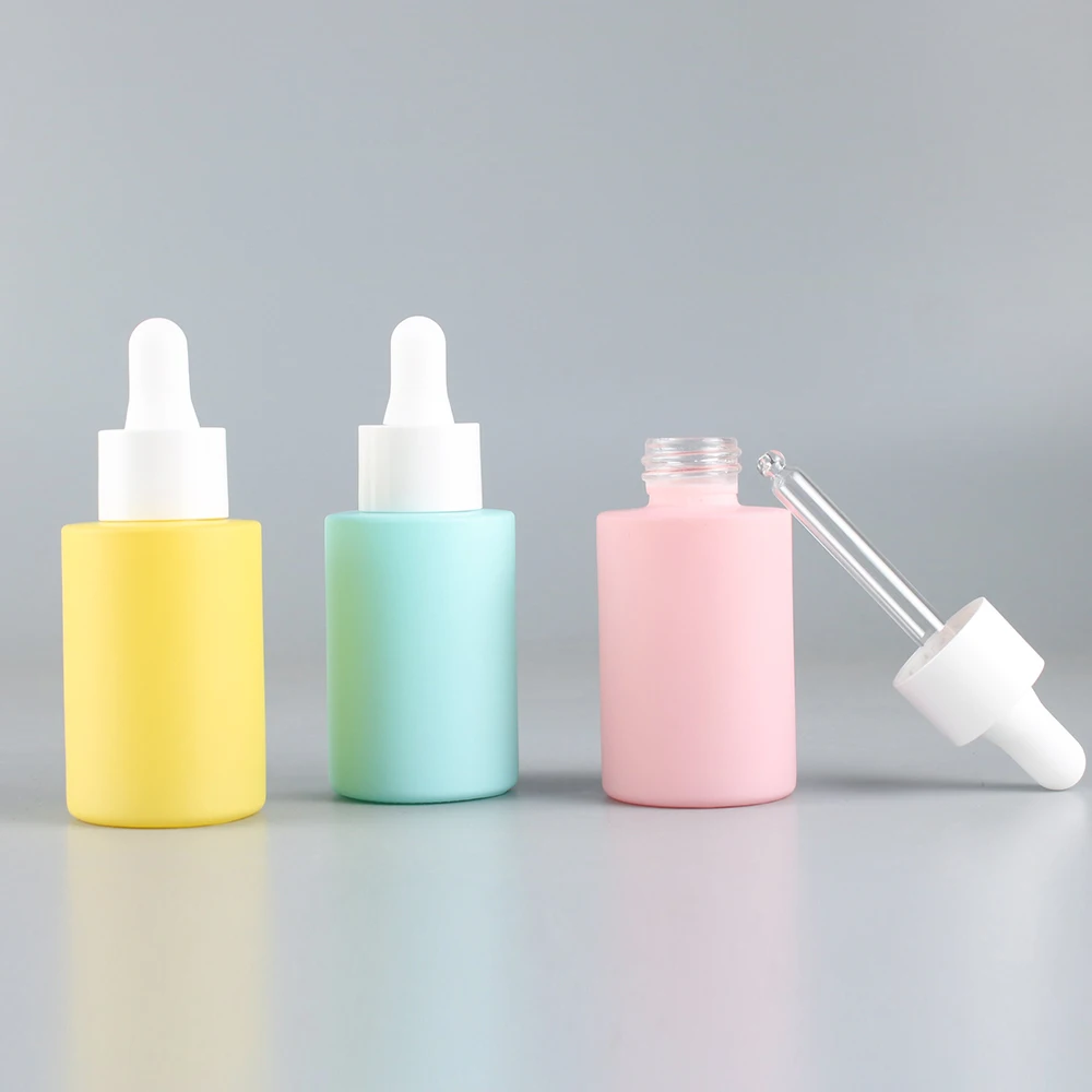 customization 10ml 15 ml 30 ml serum bottle glass serum oil bottle matte black flat shoulder glass bottle with dropper