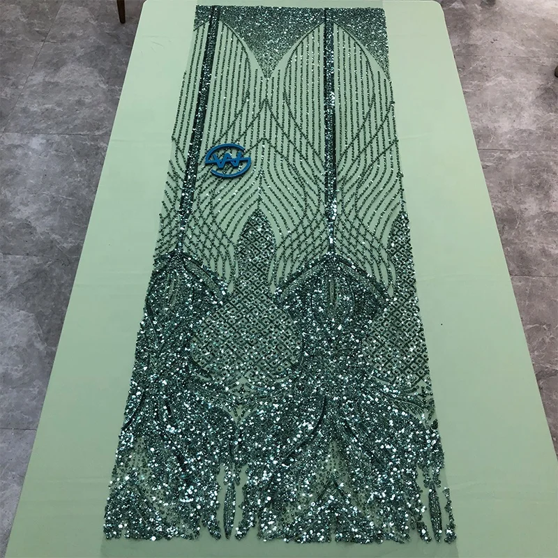 Luxury sequin embroidered beads handmade bride French beaded lace fabric WS3444