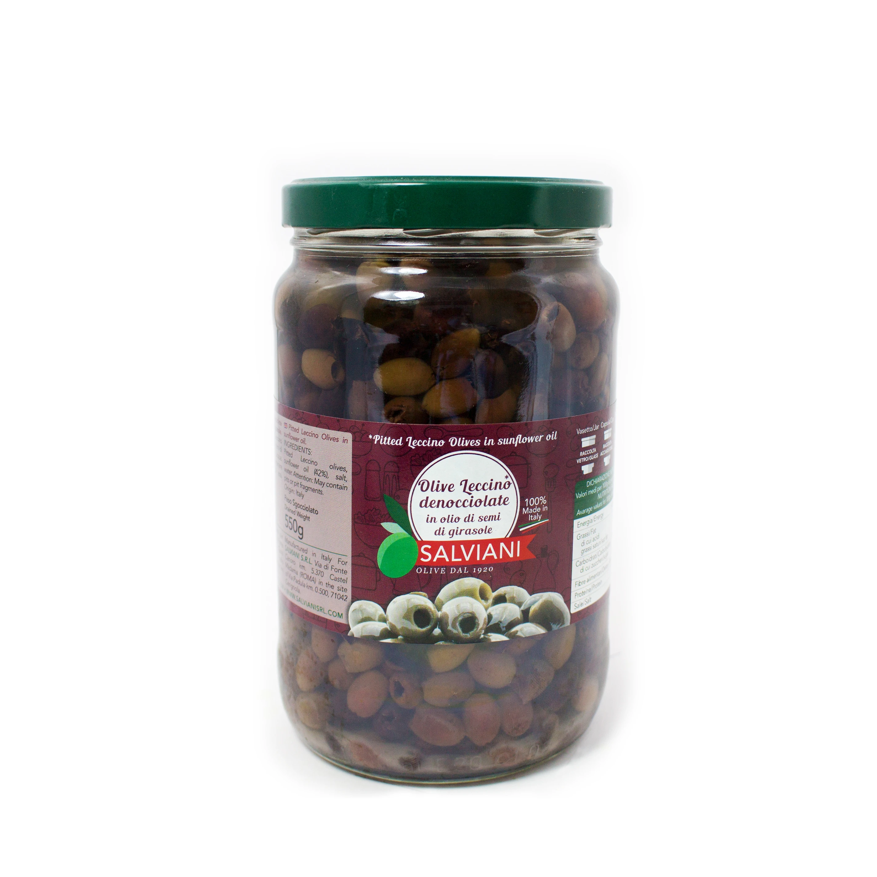 Pitted Leccino Olives In Oil Jar G 800 High Quality Products Italy Food Pickle Black Olives Raw