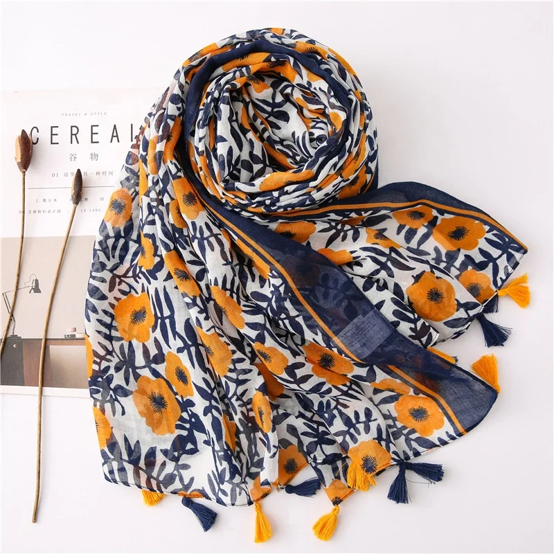 Literary  cotton and linen scarf retro bohemian cashew print silk scarf beautiful sunscreen shawl