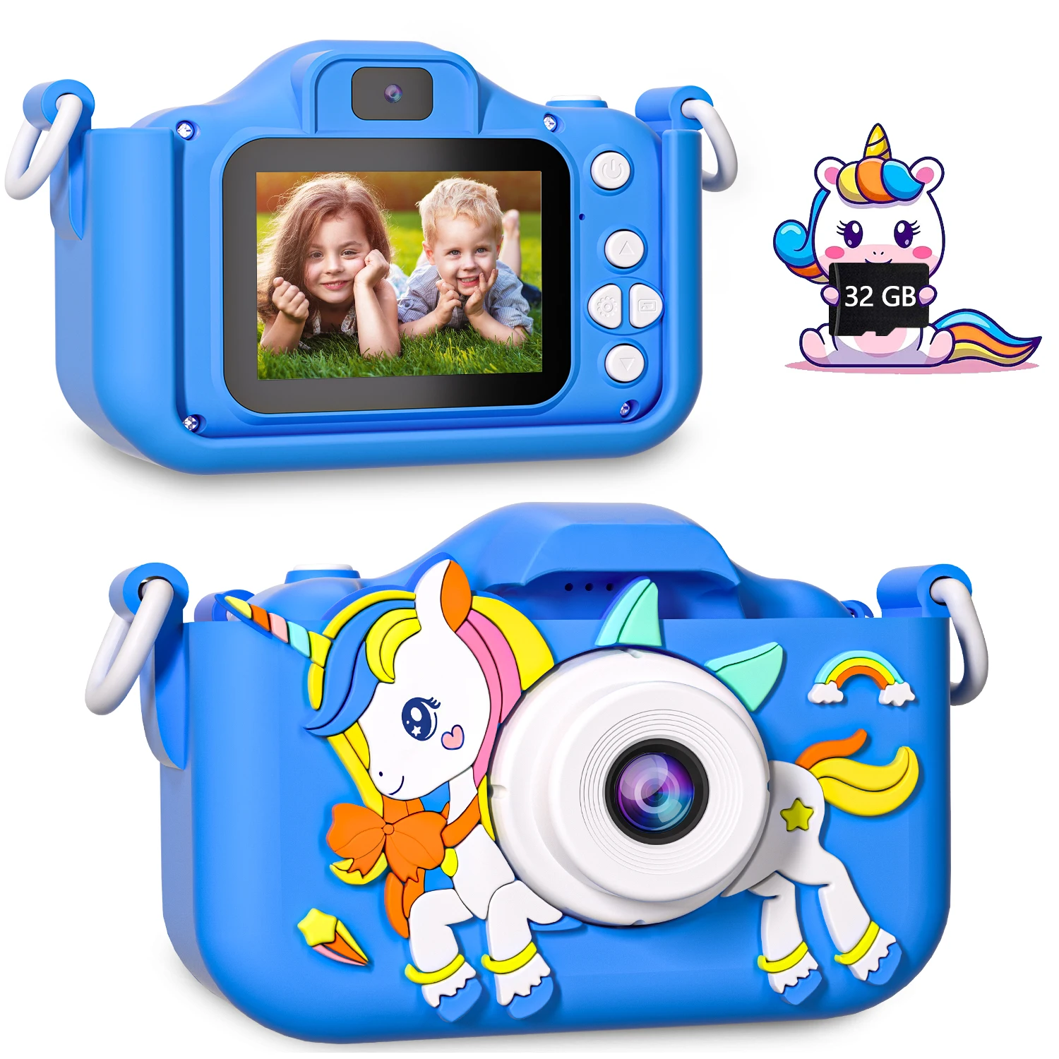 Kids Camera Toys for 3-8 Year Old Girls Boys Children Digital Video Camcorder Camera with Cartoon Soft Silicone Cover for Kids