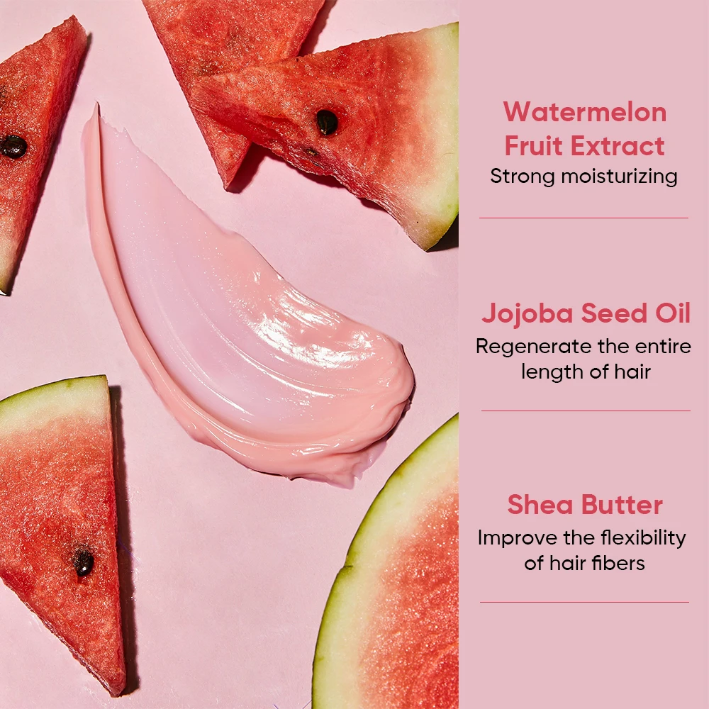 Private Label 200g Hair Protects Treatment Shea Butter Strengthen Refreshing Hydrating Watermelon Hair Mask For Dry Damaged Hair