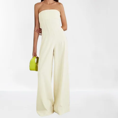 Wholesale Elegant Ladies Fashion Jumpsuits Stitching Bandage Waist Tight Ladies Jumpsuits